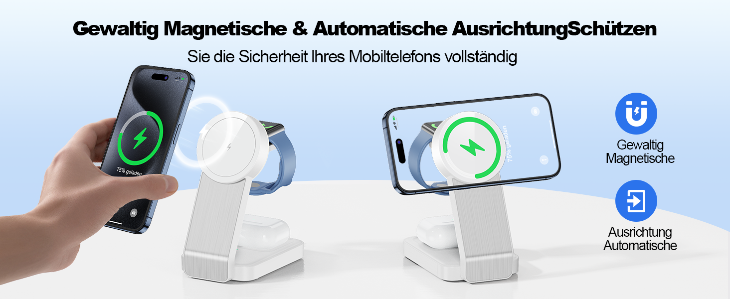 3-в-1 Станція Бездротової Зарядки: iPhone, Apple Watch, AirPods (Біла)