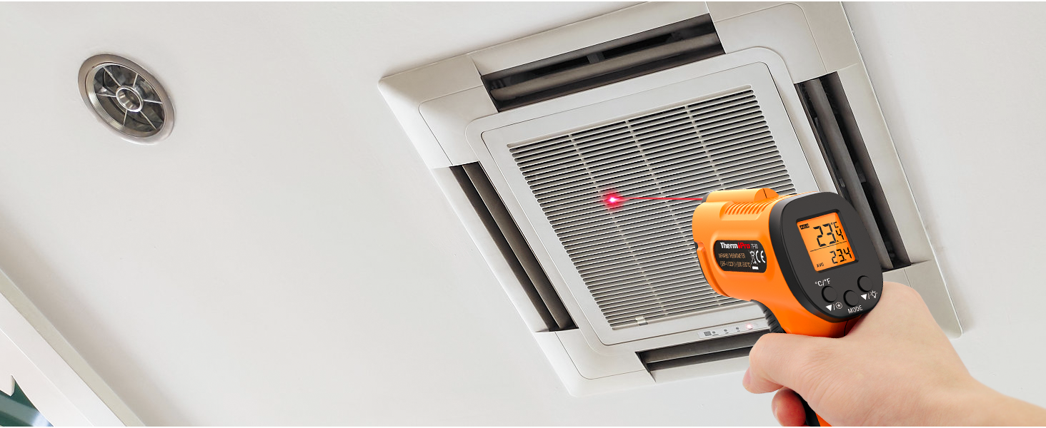 Інфрачервоний термометр ThermoPro TP30 -50°C ~ 550°C, вимірювання температури, лазерний, MAX/MIN/AVG, для клімату, авто, підлоги, °C/°F