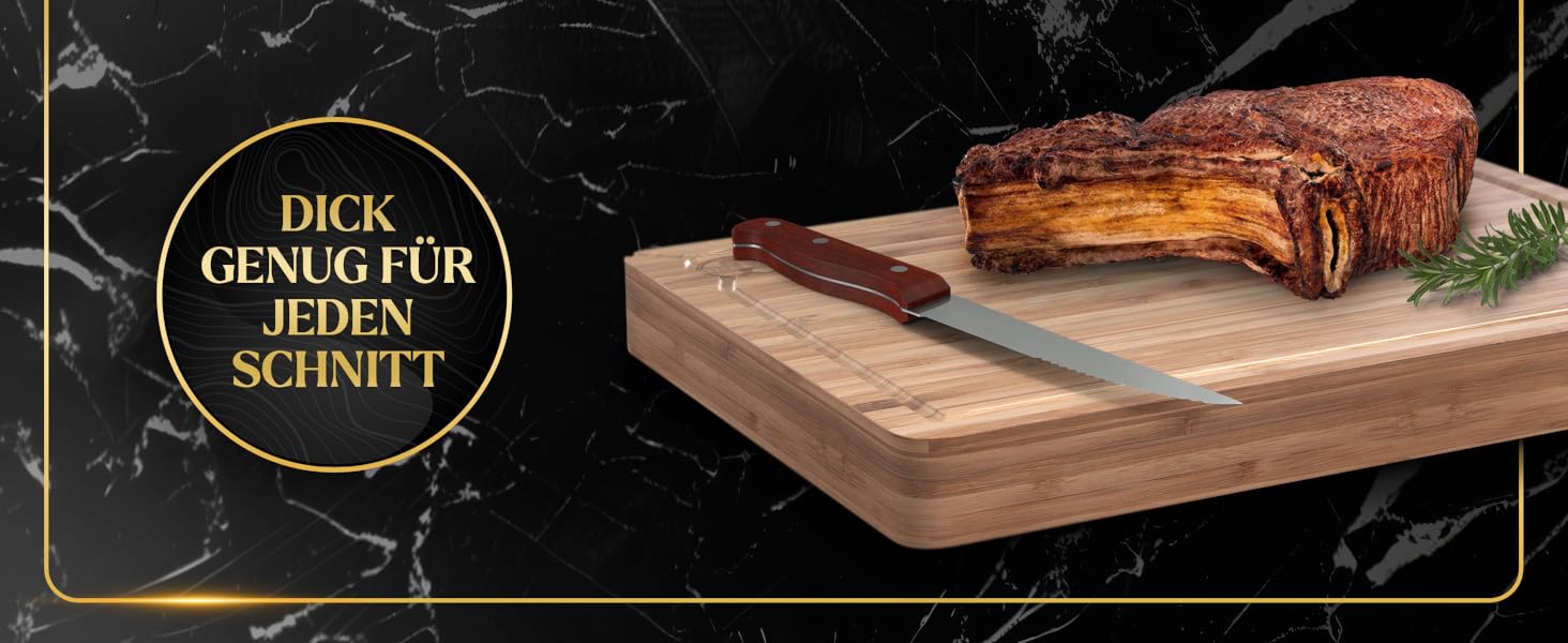 Дерев'яний обробний стіл Deer & Oak з бамбуком, 40 x 30 x 3,8 см - для м'яса, овочів та хліба