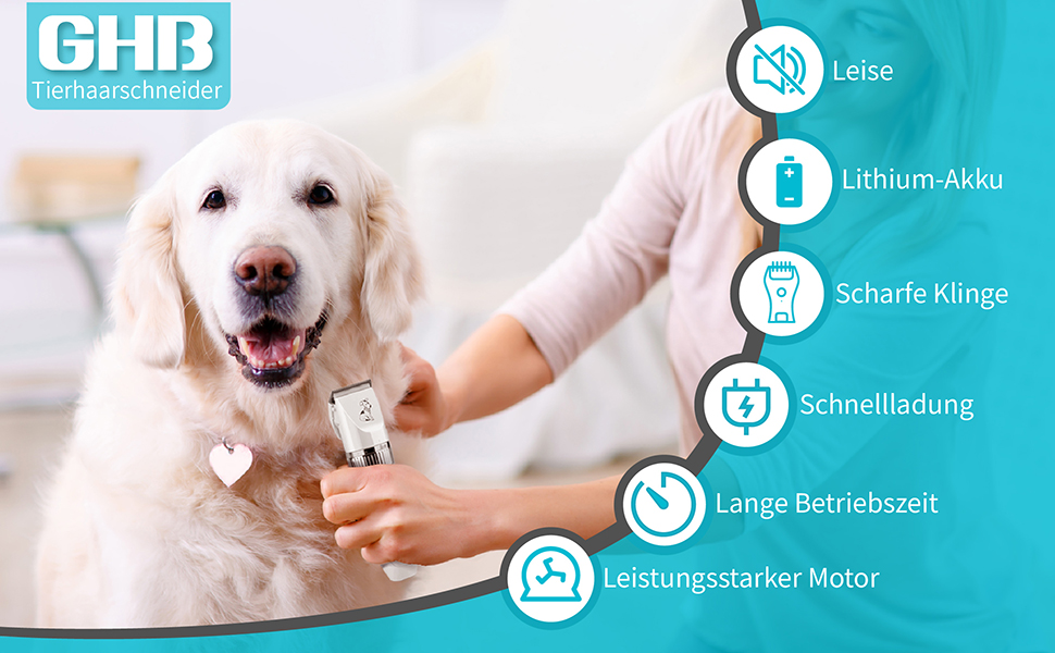 Машинка для стрижки собак та котів Tierhaarschneider - професійна машинка для грумінгу з 6 насадками та акумулятором