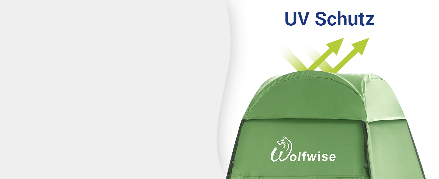 WolfWise Pop-Up Shower Tent with UV Protection - Portable Camping Toilet Tent, Changing Room, Outdoor Privacy Shelter - Green with Floor & Roof