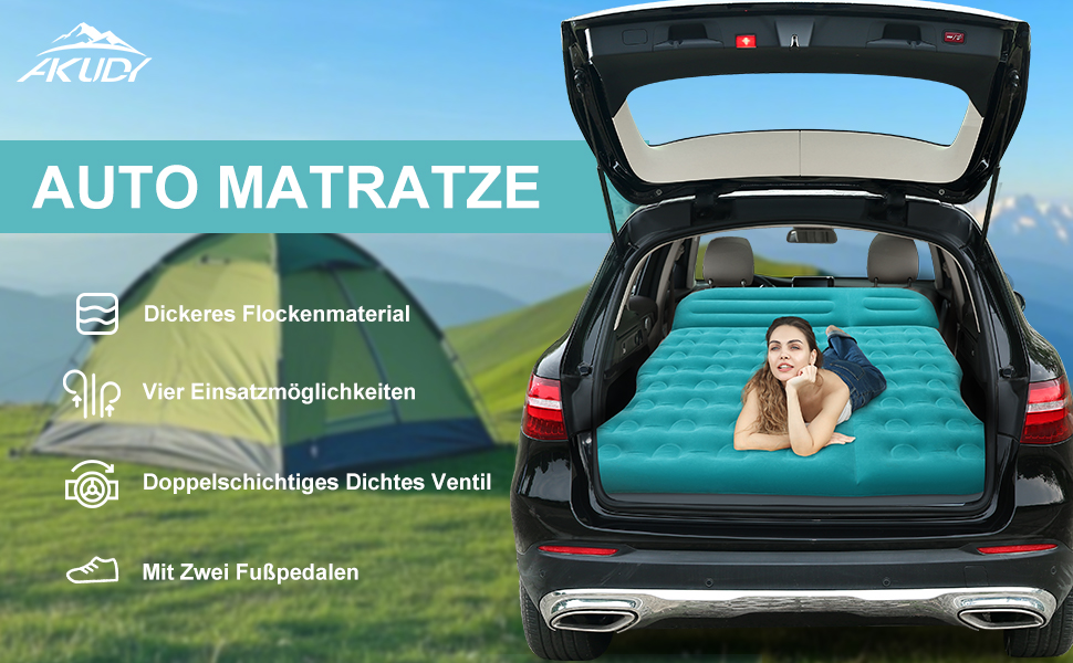 Автоматичний матрац для автомобіля AKUDY, посилений матеріал, повітряний матрац для багажника та заднього сидіння, комплект для пари