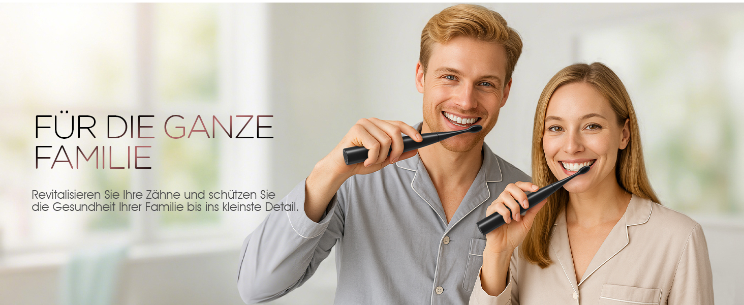 Електрична звукова зубна щітка Ultraschall ET110 (Чорна) - 41000 VPM, 70 днів роботи, 6 насадок, таймер, IPX7