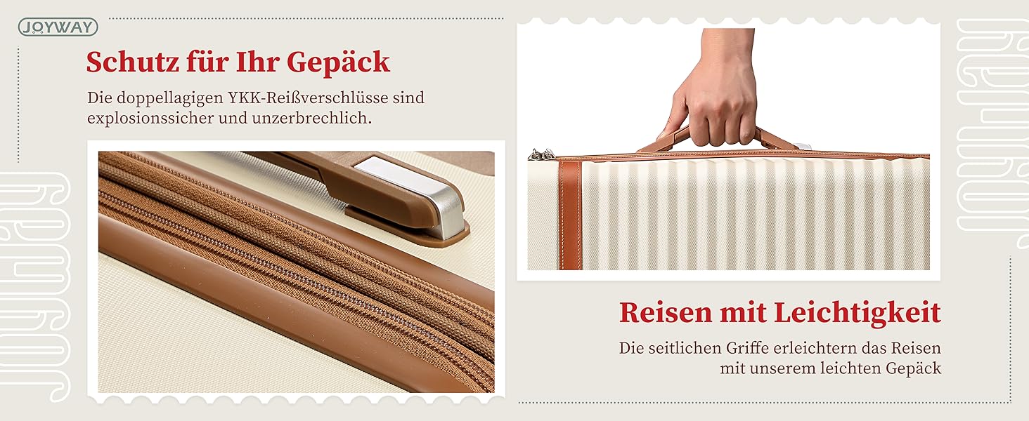 Набір валіз Joyway з ABS-пластику, розширюваний, на 4 колесах, з TSA-замком. Включає: 1 велика сумка, 1 косметичка (білий, M)