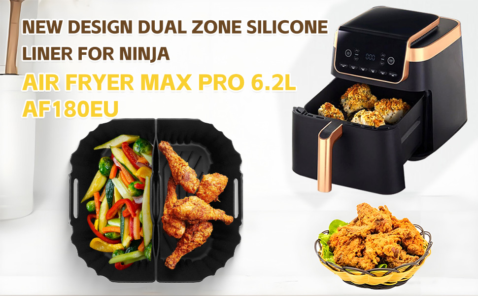 Силіконовий килимок для фритюрниці (48x30 см) - захист від нагріву для кухонної поверхні, кавомашини, Ninja, Cosori, Philips Airfryer (Dual Zone 2 Kammern)