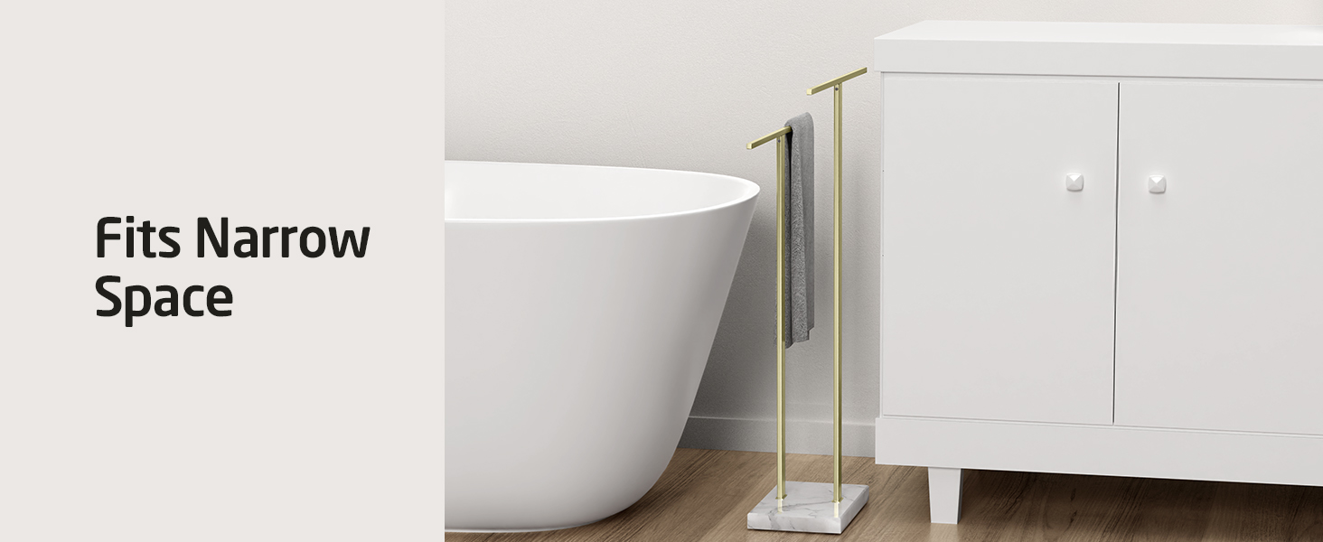 Підставка для рушників подвійна KES, нержавіюча сталь SUS 304, мармурова основа, 84 см, золота