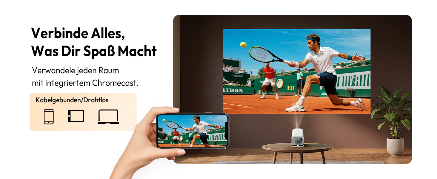 Портативний проєктор N5 1080P з WiFi та Bluetooth, сумісний з Netflix, обертовий на 135°, автоматична корекція трапецеїдальних спотворень, фільтр від пилу