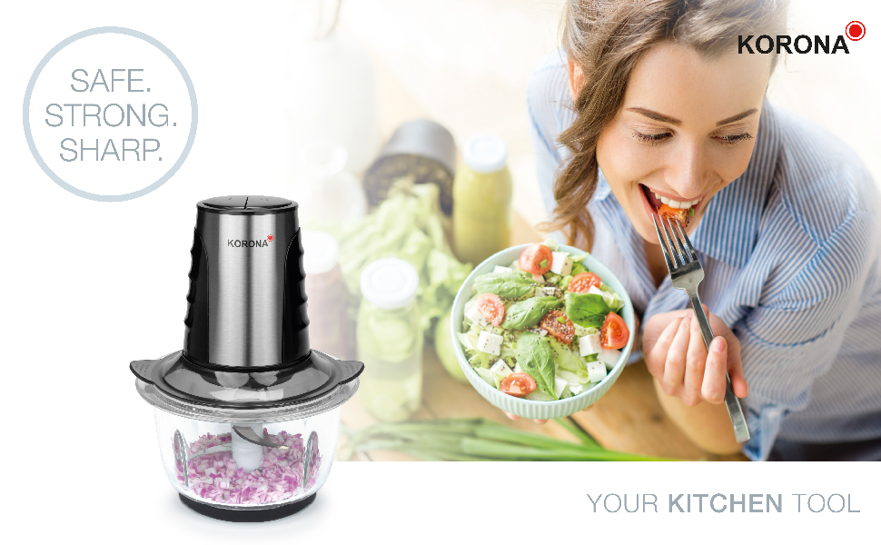 Подрібнювач Korona 25005 | З нержавіючої сталі та скляний контейнер | 2 режими | 4 леза з нержавіючої сталі | Для криши льоду