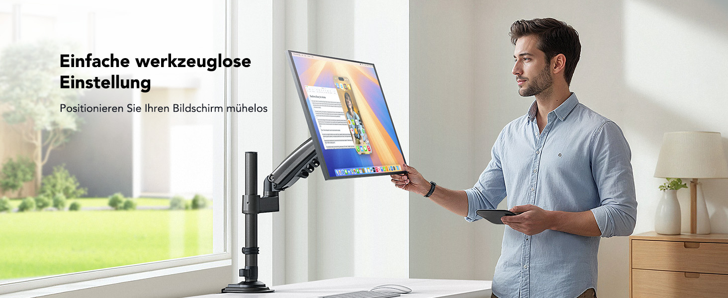 Кріплення для монітора HUANUO 13-32 дюймів, гнучкий кронштейн для LCD/LED екрану, газ-амортизатор, поворот 360°, VESA 75/100, вантажопідйомність 2-9 кг