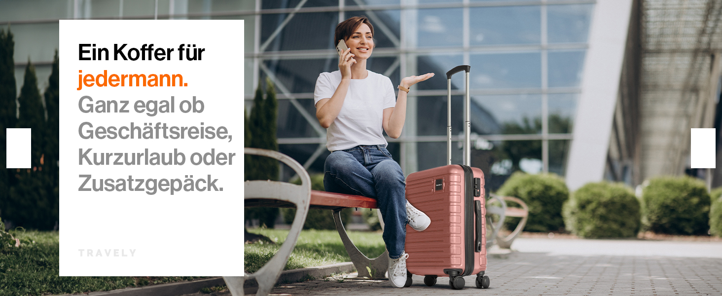 Набір валіз Travely з полікарбонату: 77см, 67см, ручна поклажа, TSA-замок, рожеве золото