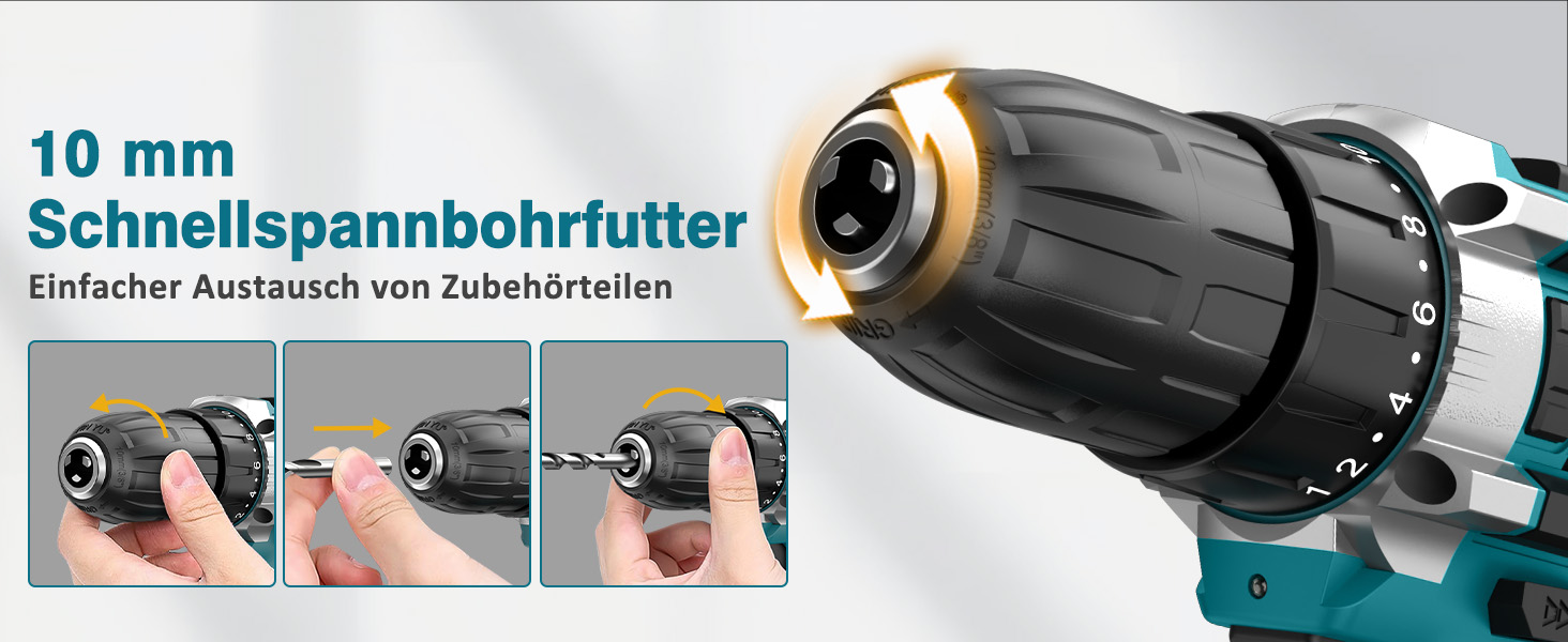 Акумуляторний шуруповерт Sundpey Set з 2 акумуляторами 2.0Ah, 21V, 1500 об/хв, 45Nm, 18+1 режим, LED-підсвічування, для ремонту та DIY