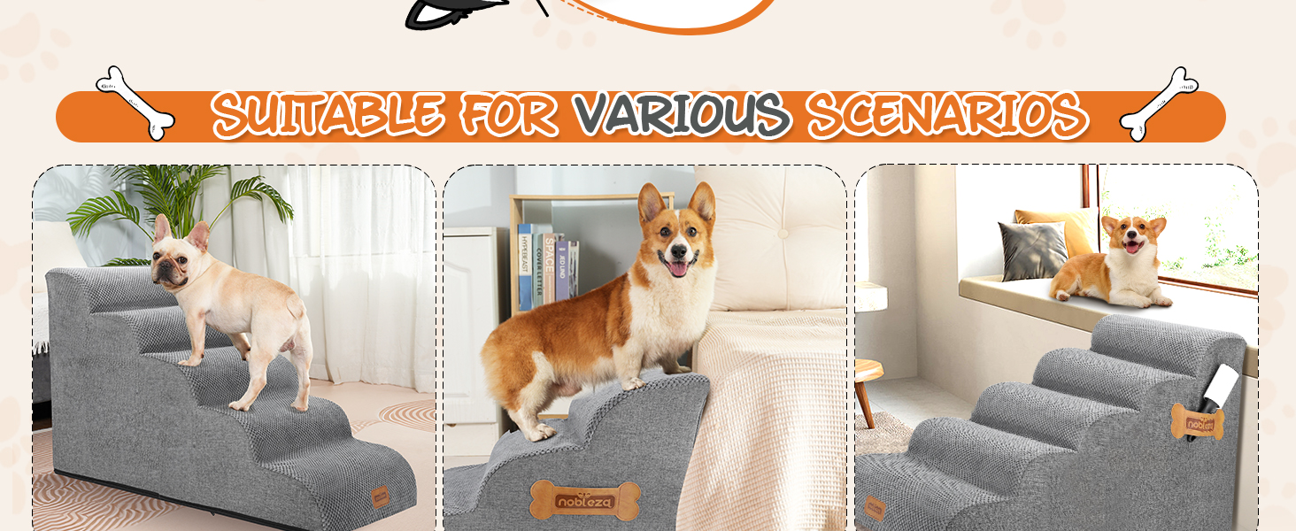 Сходинка для собак Nobleza з 5 сходинками, з роликом для шерсті - для маленьких собак