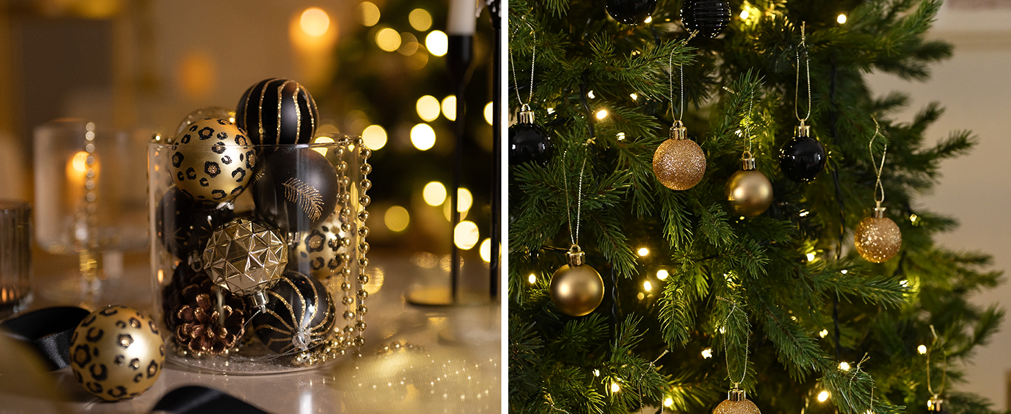 Набір новорічних кулічок Valery Madelyn (16 шт, 6 см) - червоно-зелено-золотий декор, з подарунковою упаковкою