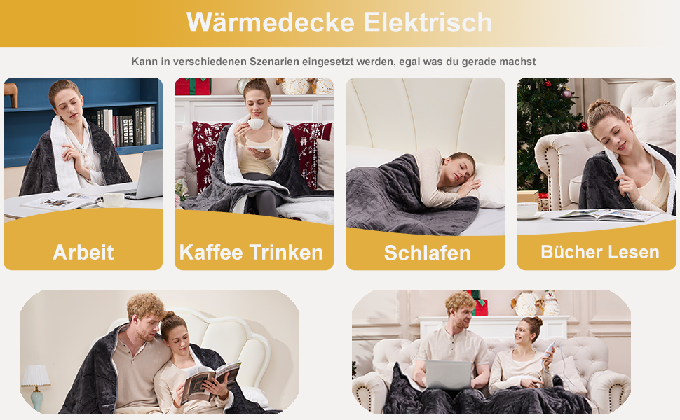 Електрична ковдра Cozysoon з 4 рівнями нагріву та таймером, 180*130 см, з автовимкненням, можна прати в машині