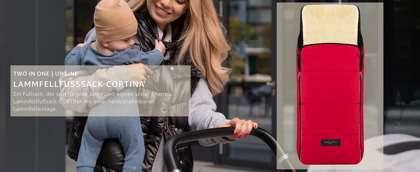 Дитячий зимовий термо-муфта WERNER CHRIST BABY CORTINA, універсальний для візочків, знімна медична овчина, чорний, для дітей 6-36 місяців