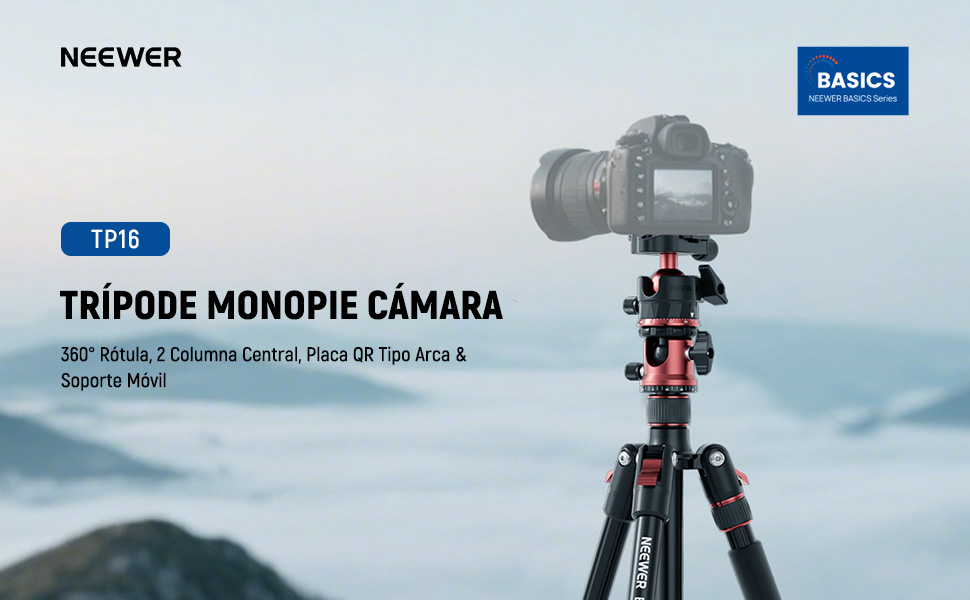 Штатив для камери NEEWER Basics з моноподом, 71' алюмінію, важкий, портативний, для подорожей, DSLR, мобільний, з кульковою головкою 360°, тримач для iPhone, для зйомки відео