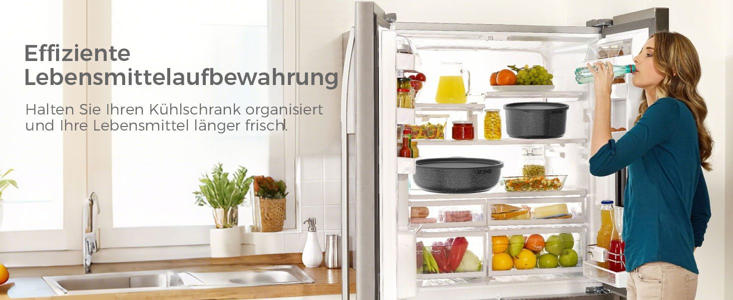 Набір каструль та сковорідок YASHE 9 шт. з антипригарним покриттям, білий (сірий), для всіх плит, знімний ручка, сумісний з духовкою, компактний, складений