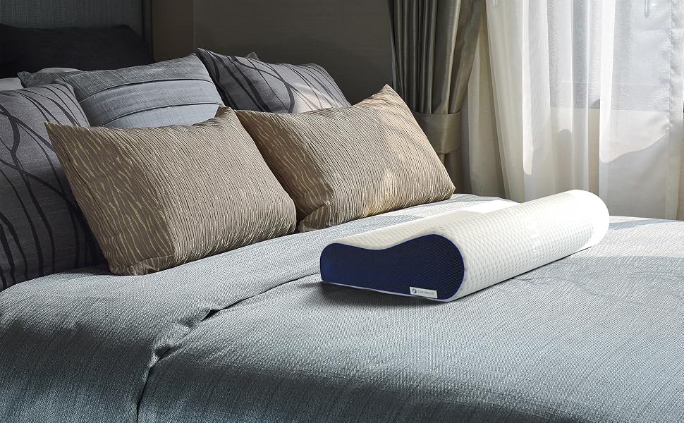 Ортопедична подушка для шиї з ефектом пам'яті (Memory Foam), регульована висота, для підтримки шийного відділу хребта та зняття болю, 60x30 см, середній рівень жорсткості