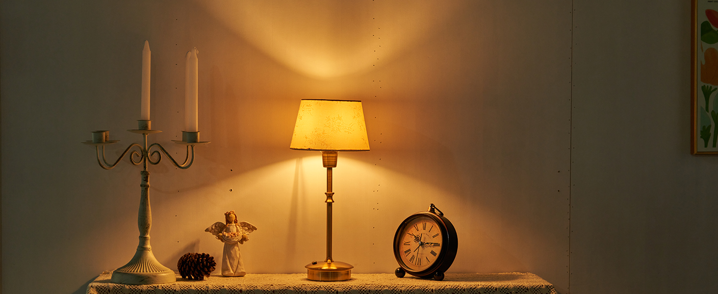 Настільна лампа OCEST на акумуляторі, сенсорне керування, регульована яскравість, для дому, кухні, тераси, їдальні (античне латунь-лінолеум), плафон з шовку 35,5 см