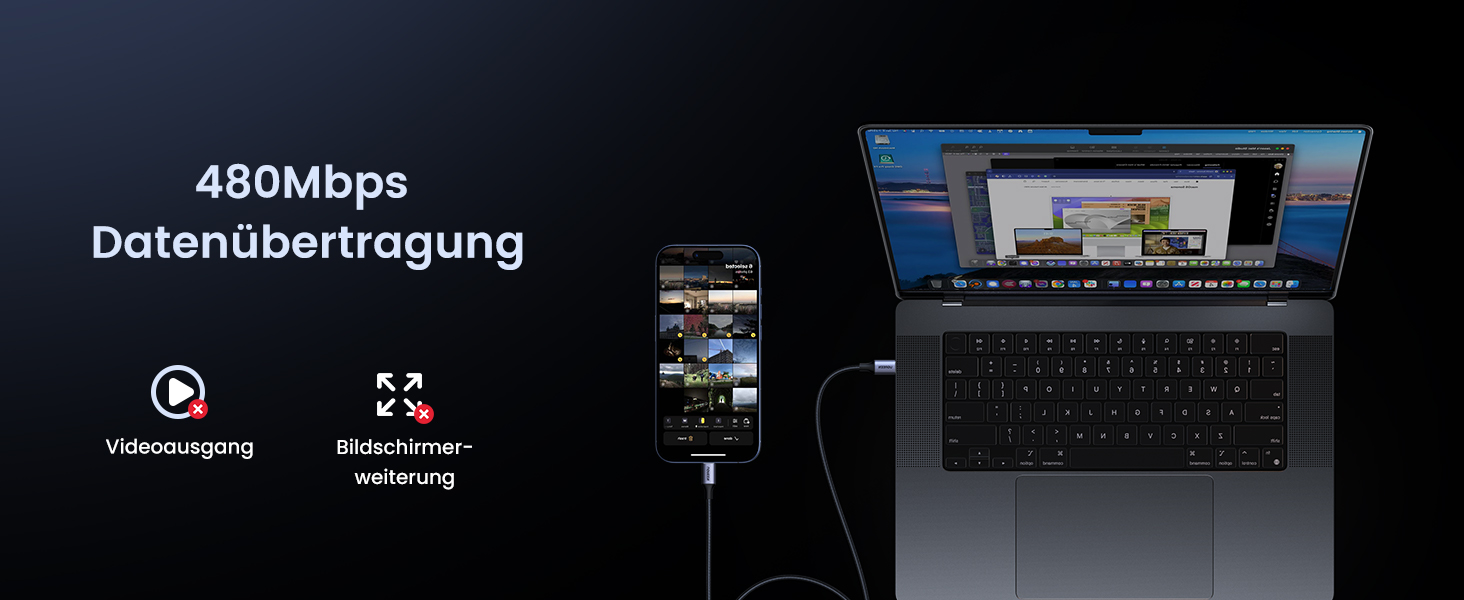 Кабель USB-C на USB-C UGREEN 60W PD 3.0, 1.0 м (1 м), сумісний з iPhone, Galaxy, MacBook, iPad, Pixel