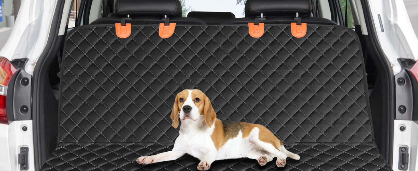 JOEJOY Dog Car Seat Cover - Waterproof & Scratch-Resistant Back Seat Protector with Side Flaps & Window, for Cars, Vans, SUVs - 135x144cm - Black