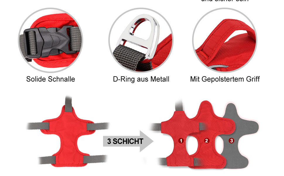 Безпечне шлейка для собак середніх порід Beirui - відбиваючі елементи, без тяги, з м'якою ручкою, водонепроникна, для щоденних прогулянок та тренувань (Сірий), S: обхват грудей 33-69 см, підходить для собак вагою 9-14 кг