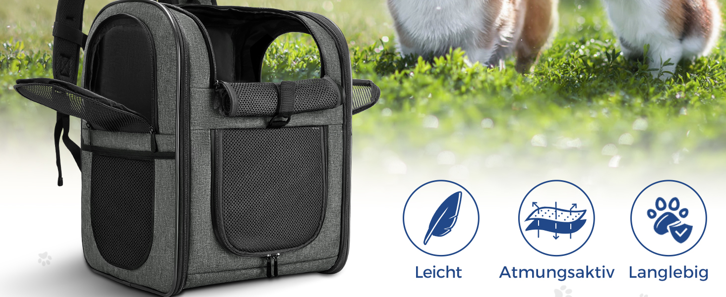 Рюкзак для собак та котів Apollo Walker - для малих тварин (2-15 кг), з підтримуючим каркасом, дихаючий, сірий - для походів, подорожей, активного відпочинку