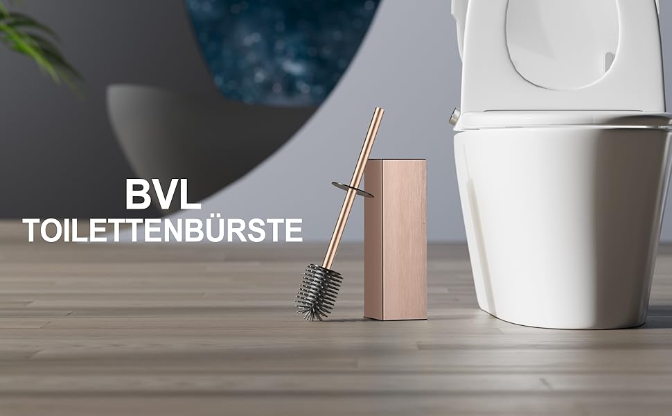 Набір для туалету BVL з щіткою та тримачем, метал, рожеве золото, 2 насадки