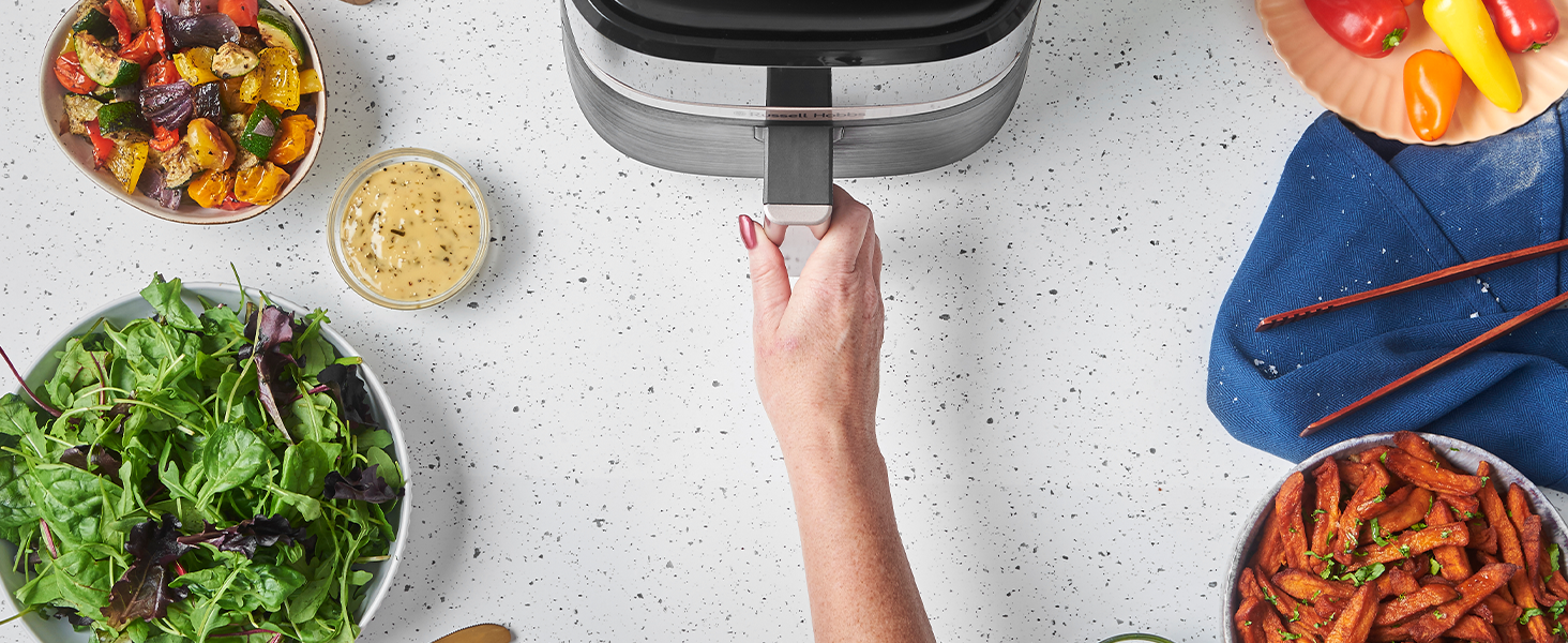 Russell Hobbs Rapid Air Fryer 4.3L - Quiet & Compact Air Fryer with 9 Programs, Touchscreen, Grill, Bake & Fry