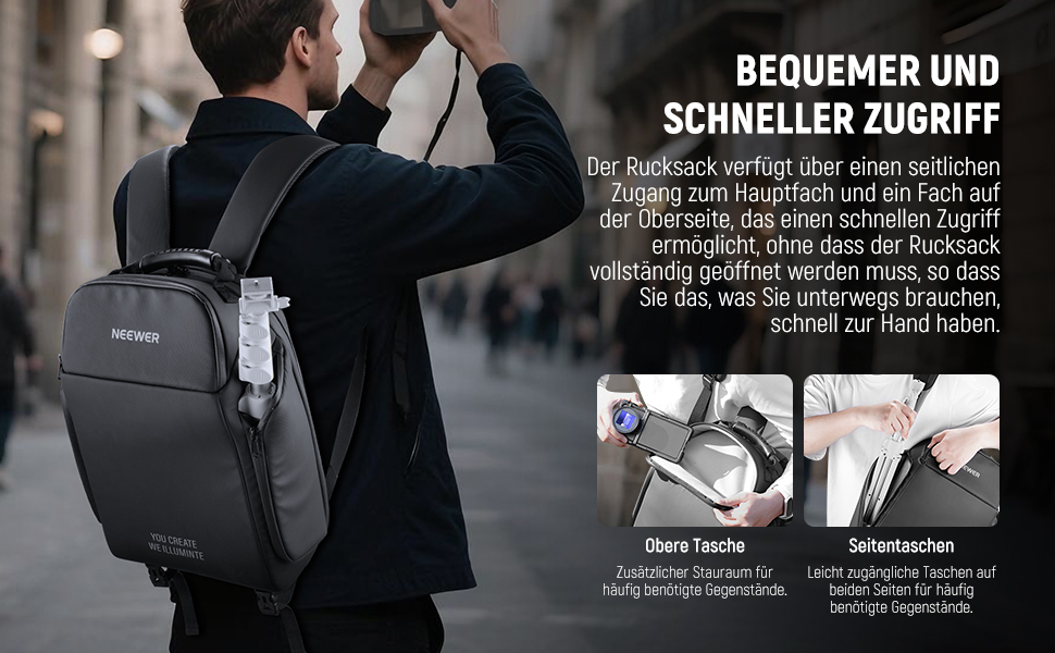 Сумка для фотокамери NEEWER Basics: водонепроникний рюкзак для фотографів, сумісний з Sony, Canon, Nikon DSLR та бездзеркальними камерами, чорний (PB26)