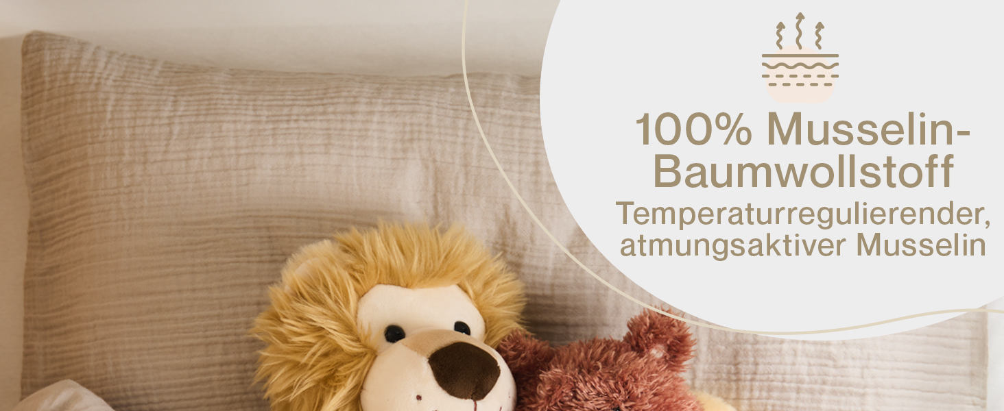 Бетлічна постільна білизна Laleni з бавовняного мусліну 80x80 + наволочка 35x40 см - комплект сертифікований Oeko-TEX, літня, колір мідний