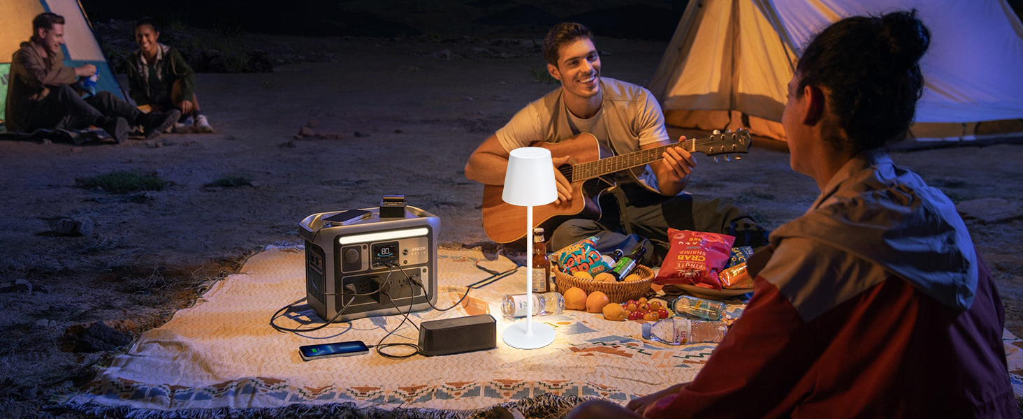 Настільна LED лампа акумуляторна бездротова 2 в 1, димується, з USB-C зарядкою, 3 режими світла, біла - набір 2 шт.