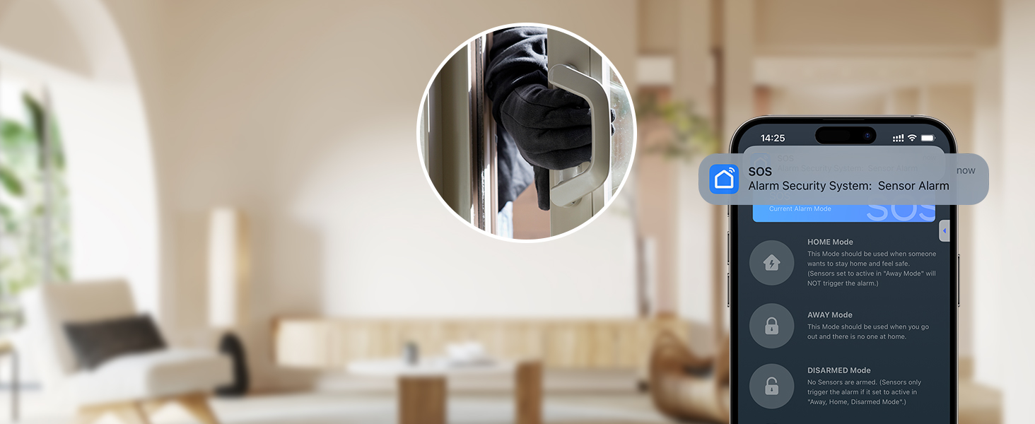 Бездротова сигналізація AGSHOME для дому, 15 елементів, Wi-Fi, 120 дБ, розширювана, сумісна з Alexa та Google Assistant