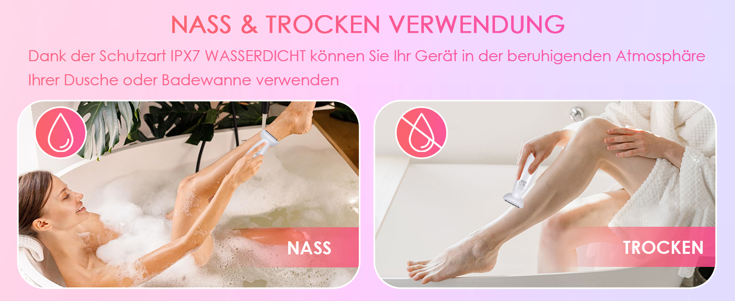 Електричний жіночий епілятор 5-в-1 з 3 насадками для бікіні, обличчя та тіла, водонепроникний (IPX7)