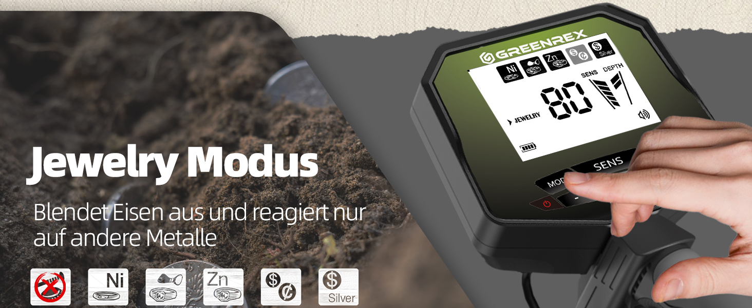 Металодетектор GreenRex Profi: водонепроникна котушка 25.4см, LCD-дисплей, для дорослих та дітей, пошук золота, ідеально для пляжу, під водою та в саду