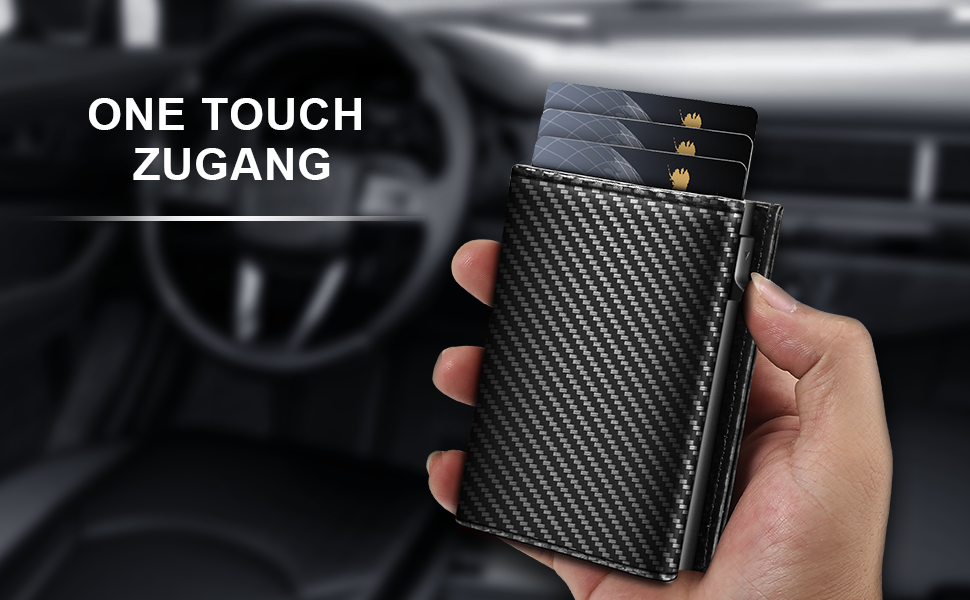Чоловічий гаманець UNOSEKS з RFID захистом: Slim Wallet з відділом для монет та карткою для ID, на 1-6 карт (алюміній, карбон)