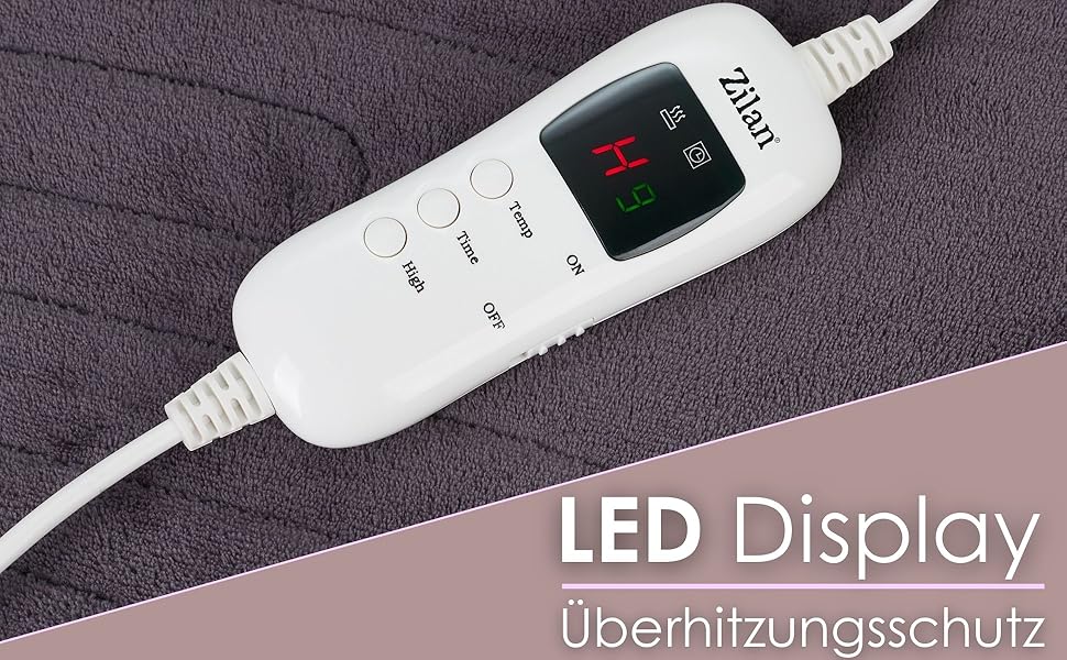 Електрична гріюча ковдра Zilan з автовимкненням | Ковдра для тепла | XXL 180 x 160 см | Таймер | Можна прати при 40°C | 9 температурних режимів | З пультом дистанційного керування | Тепла ковдра | Підігріваюче підстилка | Тепла ковдра