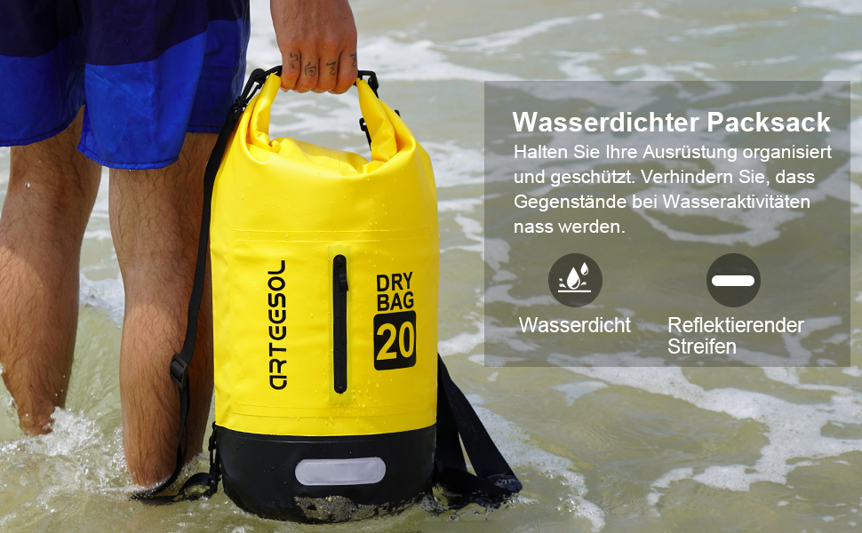 Водонепроникний герметичний мішок Dry Bag 5/10/20/30 л для каякінгу, човна, риболовлі, рафтингу, плавання, сноубордингу, з регульованим ременем