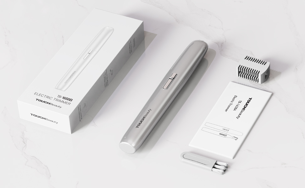 TOUCHBeauty AG-1658W: Професійний тример для тіла та обличчя - триммер для носа, брів, вух та обличчя (білий, срібний)