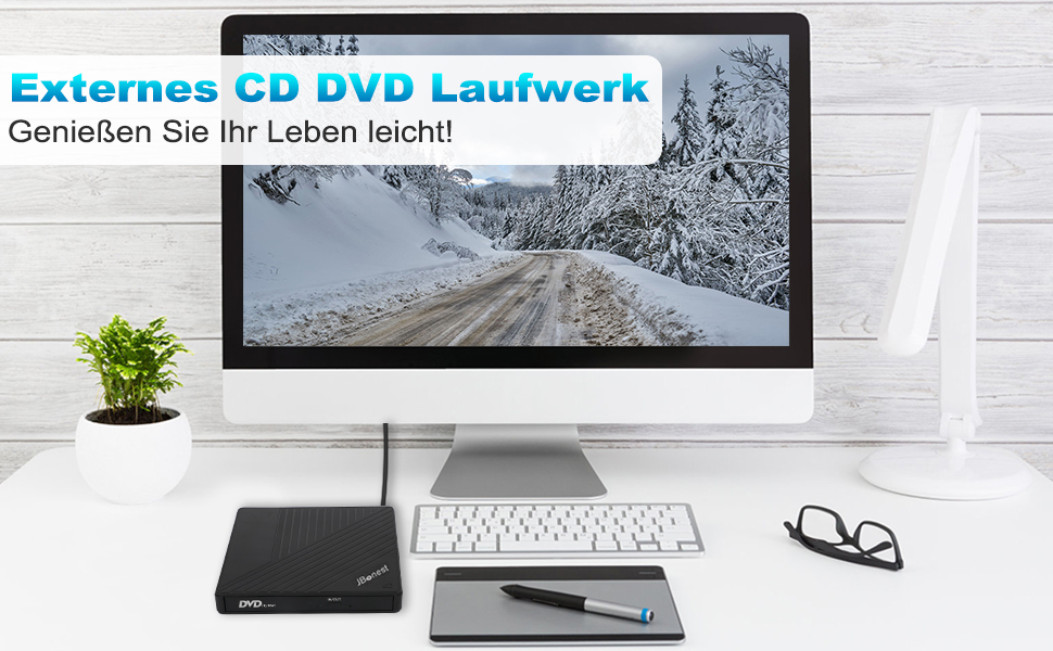 Зовнішній CD/DVD привід USB 3.0 Type-C з картридером SD/TF, портативний RW-записувач для ноутбука, ПК, MacBook (Windows, macOS, Linux) — Чорний