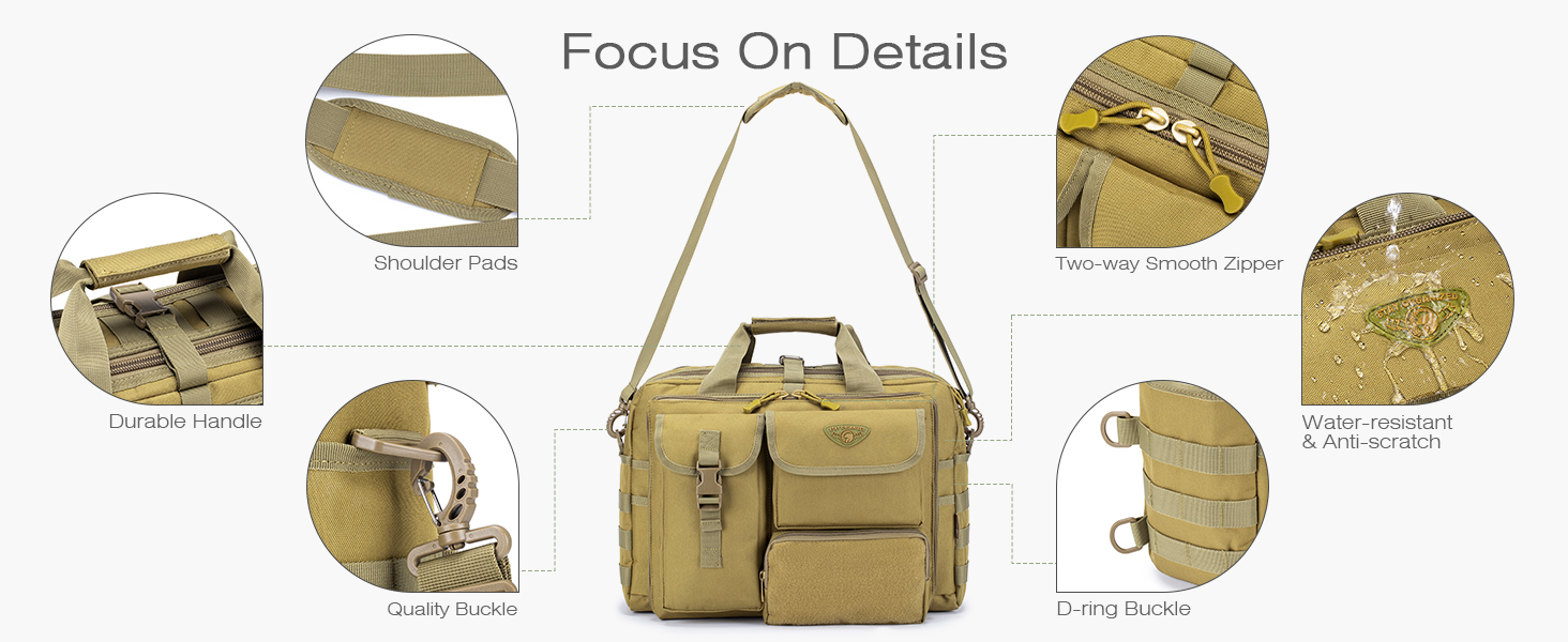 SPAHER Work Bag for Men Laptop Bag 14/15.6/17.3 Inch Messenger Bag Pilot Bag Briefcase Men Tactical Bag Military Bag Carry Bag Shoulder Bag for Men
