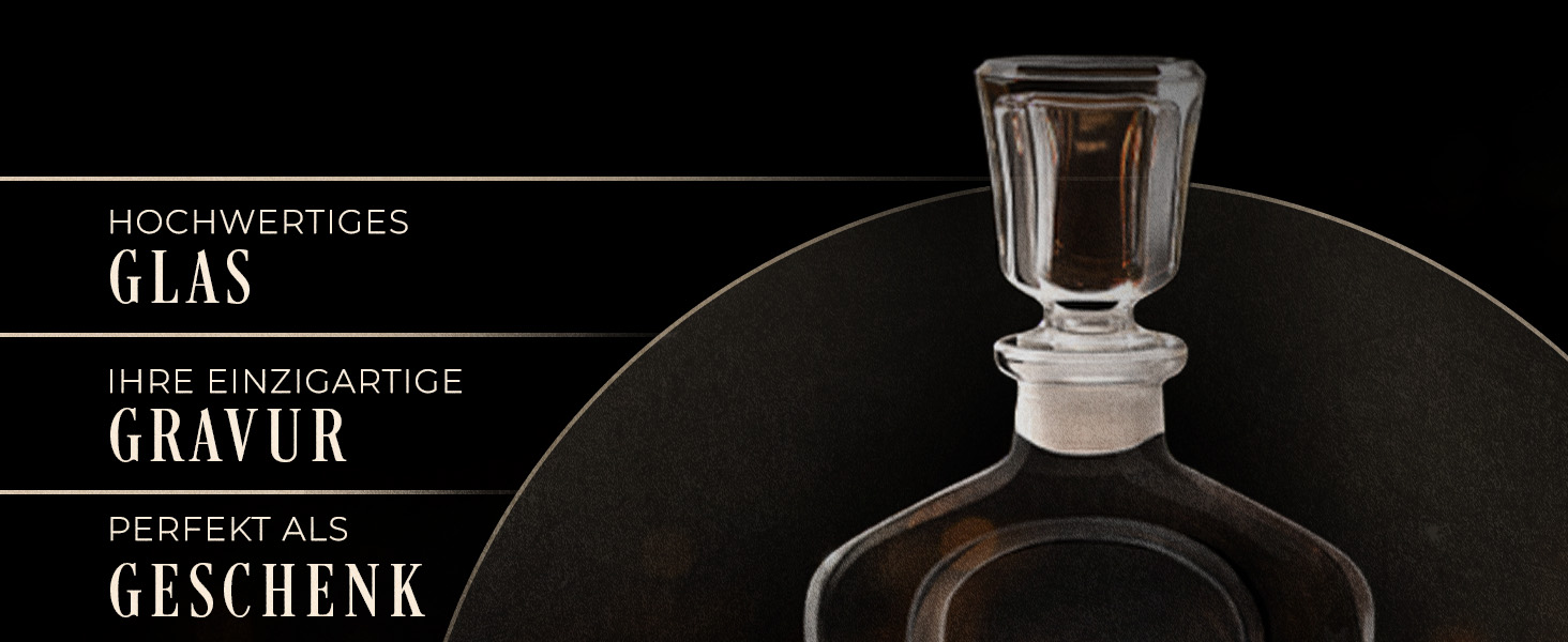 Maverton Whiskey Decanter + 2/4/6 Whiskey Glasses Set with Engraving - 700ml Whiskey Decanter - Christmas Gifts - Anniversary Gift for Couple - Monogram