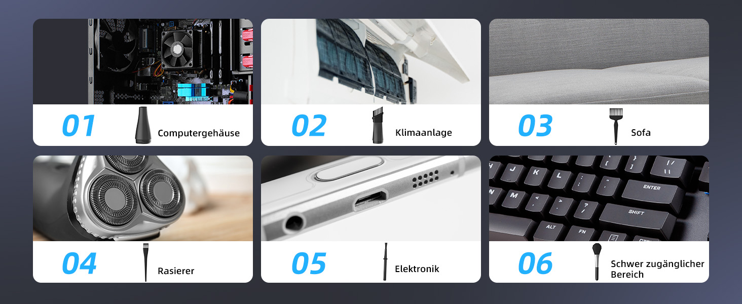 Електричний повітряний пилосос Koonie, набір для чищення CD09, з LED-підсвічуванням, для ноутбуків та ПК