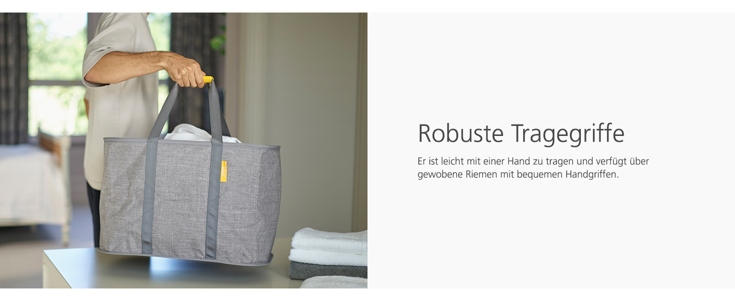 Joseph Joseph Hold-All Collapsible 55L Laundry Basket Bag, Durable Fabric, Moisture-Resistant, Grey