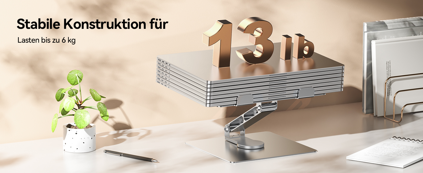 Підставка для ноутбука TECKNET, регульована висота, 360° обертання, складна, для MacBook Air/Pro, до 17