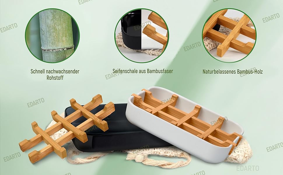 Набір для миття рук: мильниця з бамбука та кукурудзяного крохмалю + 2 мішечки для мила