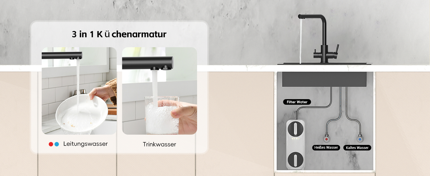 Чорний кухонний змішувач Appaso з висувною лійкою, 360° обертання, 2 режими струменя, для кухні | Нержавіюча сталь