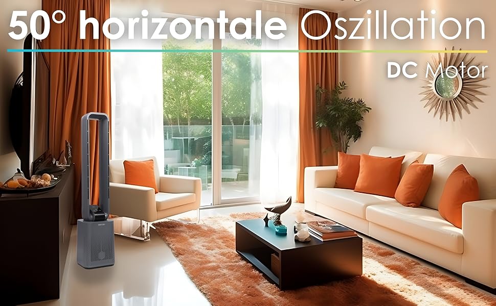 Турбовентилятор Echos Golo Grey: тихий, з пультом, осциляція, LED-дисплей, 3 режими, 12 швидкостей, таймер 15h