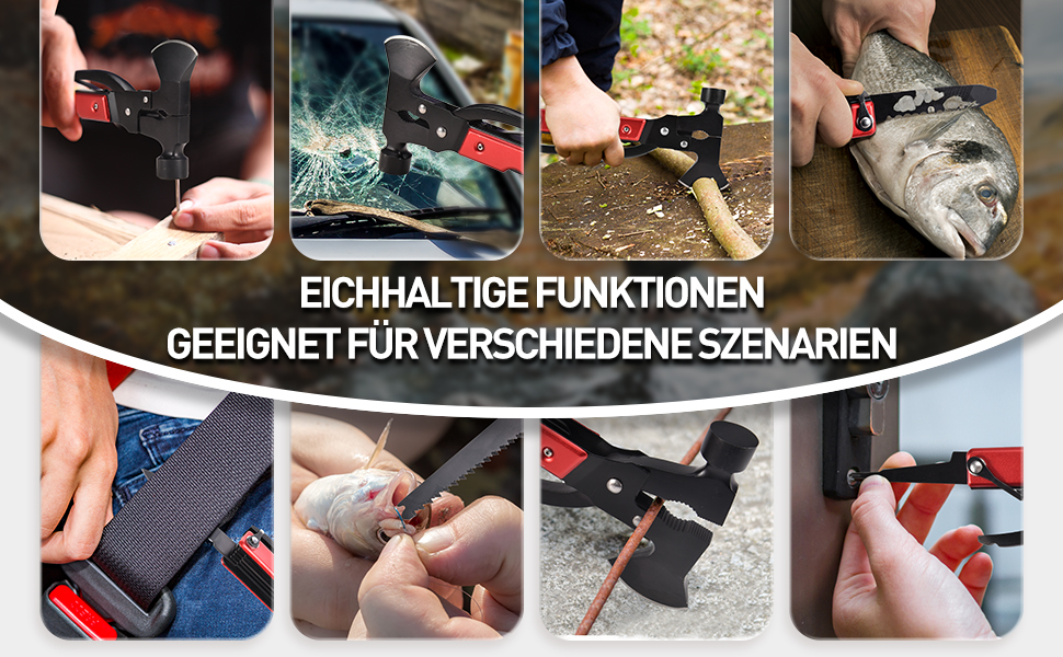 Мультитул BIIB 12 в 1: Подарунок для чоловіків на Різдво, День народження, кемпінг. Преміум якість, чорний (червоний)