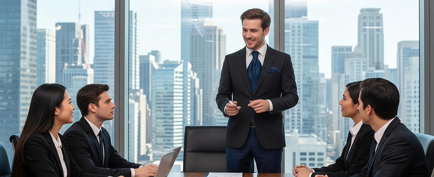 HISDERN Комплект краватка-снуд, краватка-аскот, хустинка для кишені чоловіча Paisley сіра/срібна для весілля та бізнесу